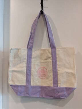 Large Trader Joe's Lavender Canvas Tote Bag